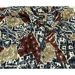 Volare Mens 100% Silk Shirt Geometric Print Size XLarge Short Sleeve Button Down